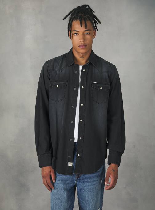 Heren Alcott zwart denim overhemd kleding PT241163