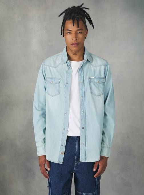 Heren Alcott zwart denim overhemd kleding PT24751