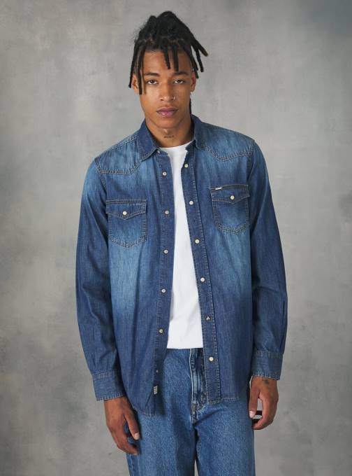 Heren Alcott zwart denim overhemd kleding PT24887