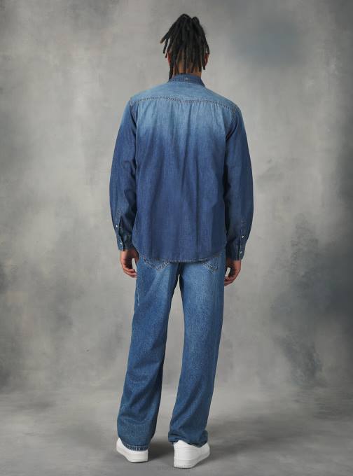 Heren Alcott zwart denim overhemd kleding PT24887