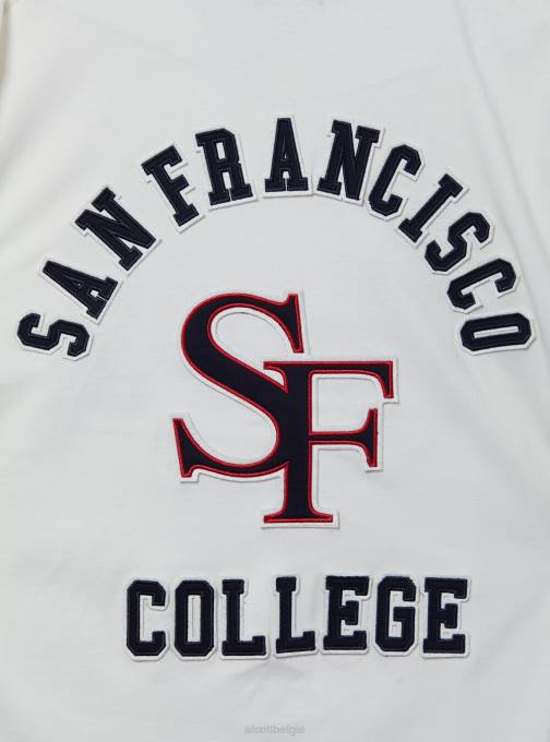 Heren Alcott c0020 gebroken wit katoenen poloshirt met varsity-patch kleding PT241039