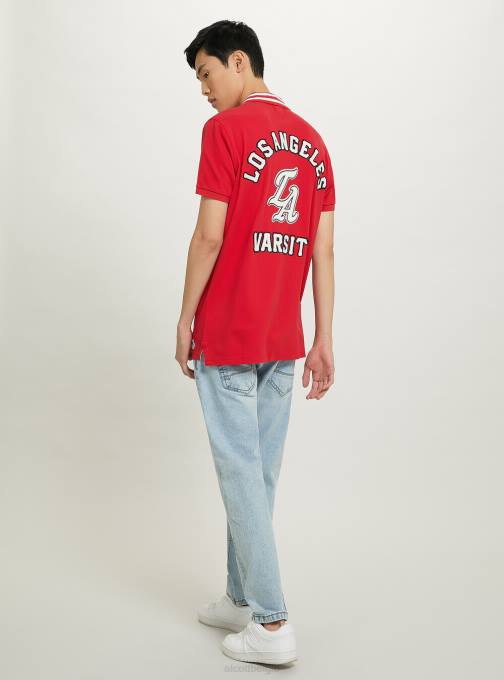 Heren Alcott c0020 gebroken wit katoenen poloshirt met varsity-patch kleding PT24796