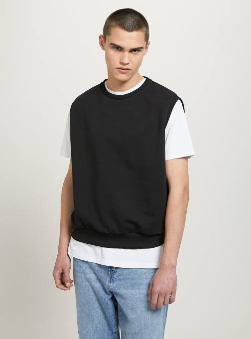 Heren Alcott bk1 zwart Felpa gilet, boxy-fit kleding PT24644