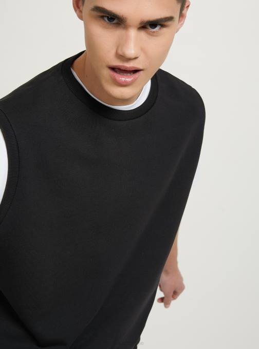 Heren Alcott bk1 zwart Felpa gilet, boxy-fit kleding PT24644