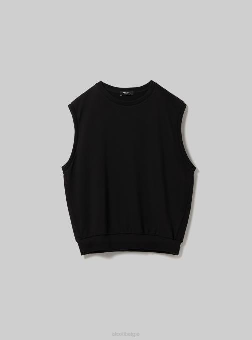 Heren Alcott bk1 zwart Felpa gilet, boxy-fit kleding PT24644