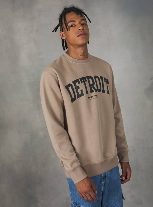 Heren Alcott bo1 bordeaux donker felpa girocollo met stampa college kleding PT241091