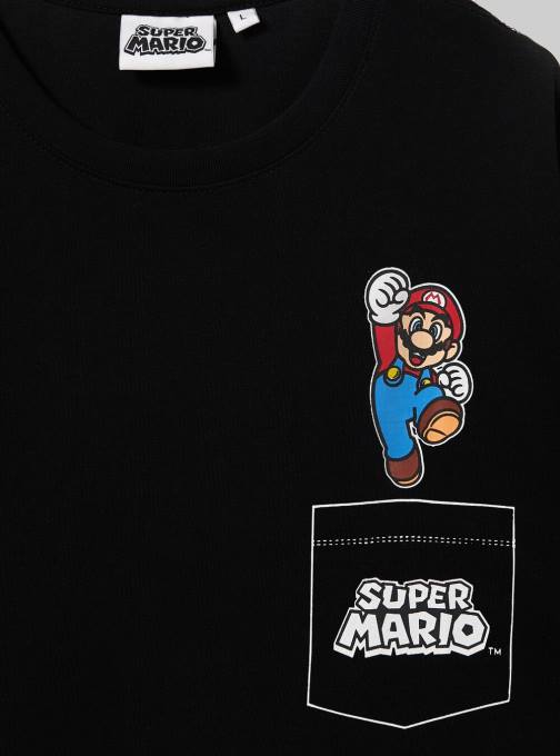 Heren Alcott bk1 zwart Super Mario-shirt kleding PT24674