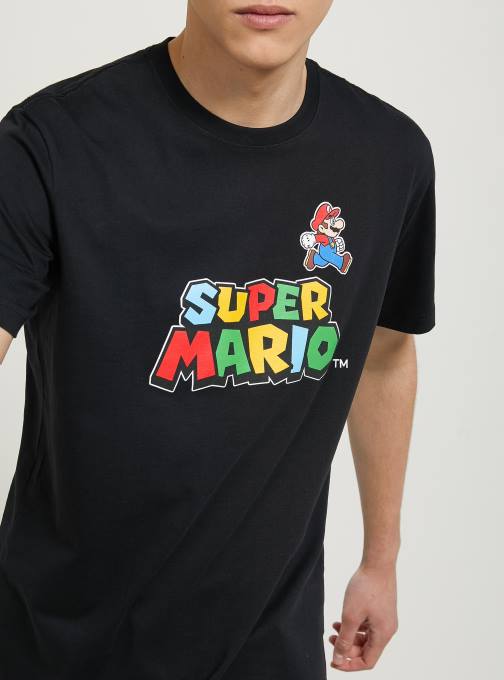 Heren Alcott bk1 zwart Super Mario-shirt kleding PT24676