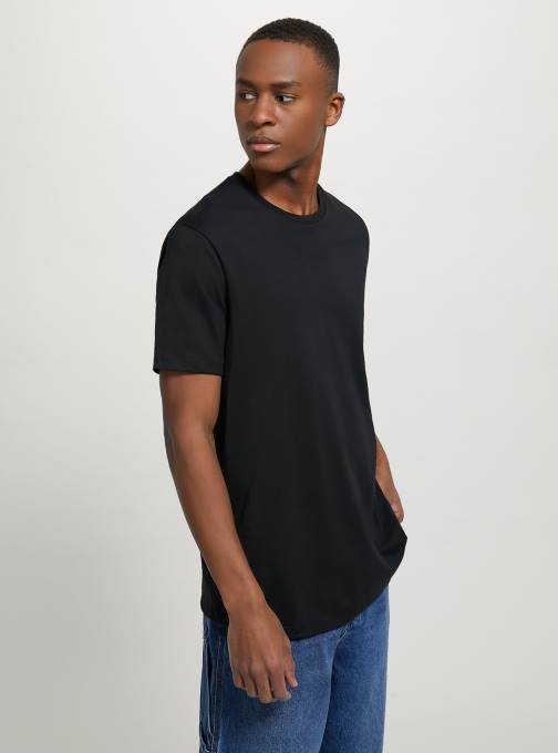 Heren Alcott bk1 zwart katoenen T-shirt met ronde hals kleding PT24668