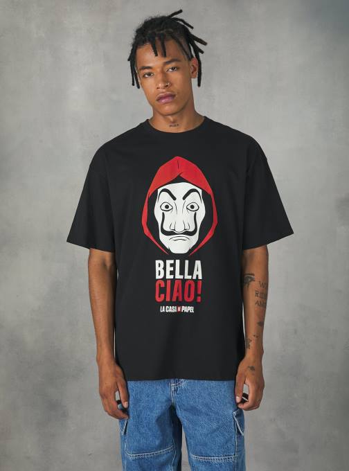 Heren Alcott bk1 zwart la casa de papel t-shirt kleding PT24942