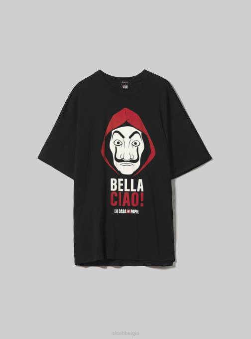 Heren Alcott bk1 zwart la casa de papel t-shirt kleding PT24942