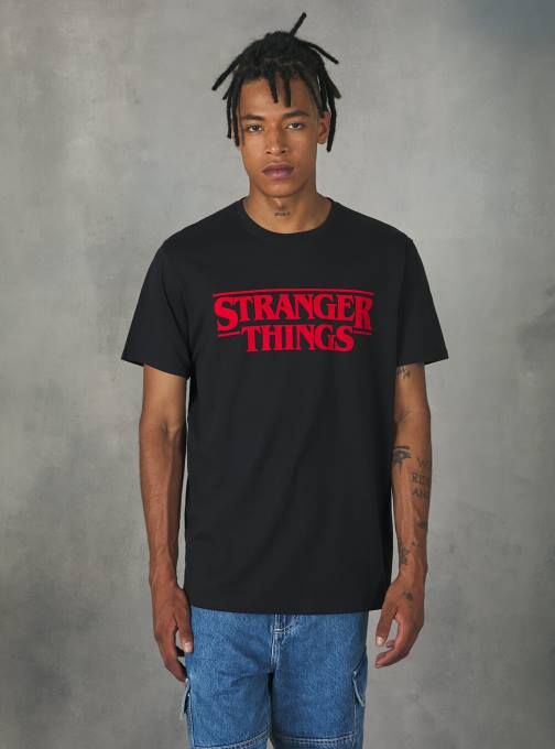 Heren Alcott bk1 zwart vreemdere dingen t-shirt kleding PT241136