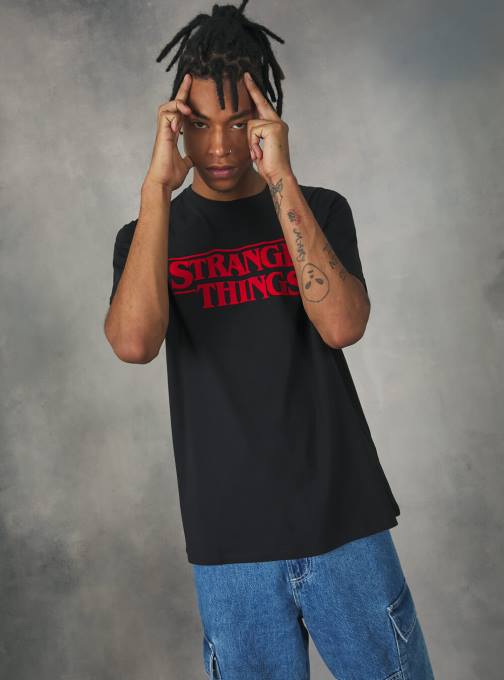 Heren Alcott bk1 zwart vreemdere dingen t-shirt kleding PT241136