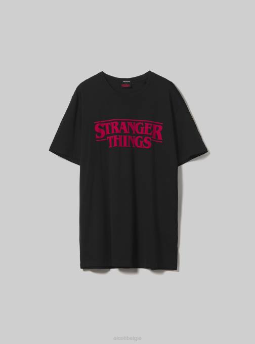 Heren Alcott bk1 zwart vreemdere dingen t-shirt kleding PT241136