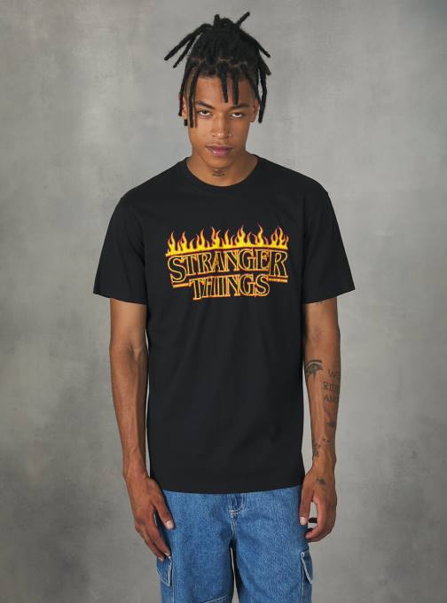 Heren Alcott bk1 zwart vreemdere dingen t-shirt kleding PT24766