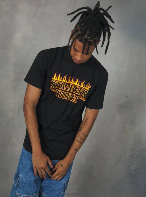 Heren Alcott bk1 zwart vreemdere dingen t-shirt kleding PT24766