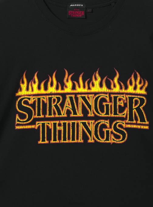 Heren Alcott bk1 zwart vreemdere dingen t-shirt kleding PT24766