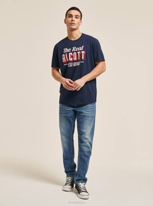 Heren Alcott blauw T-shirt met logoprint kleding PT241198