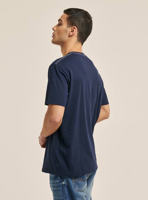 Heren Alcott blauw T-shirt met logoprint kleding PT241198