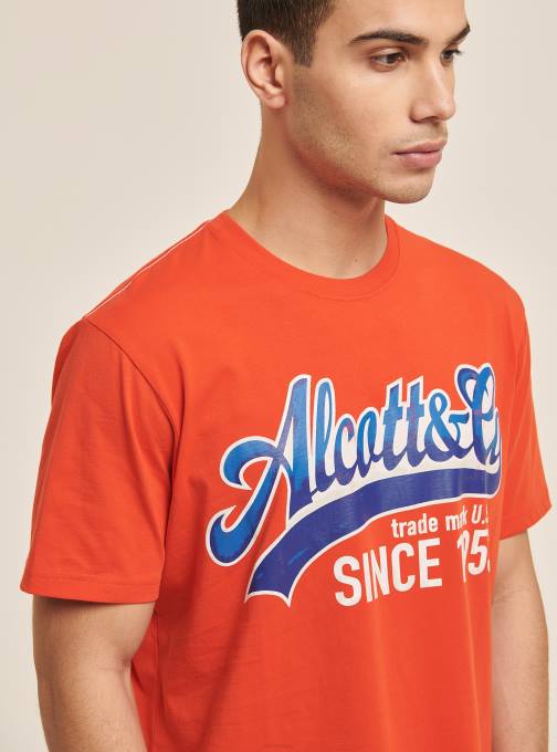 Heren Alcott blauw T-shirt met logoprint kleding PT241199