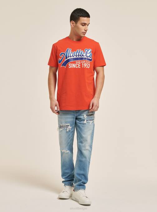 Heren Alcott blauw T-shirt met logoprint kleding PT241199