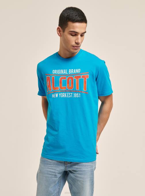 Heren Alcott blauw T-shirt met logoprint kleding PT241200