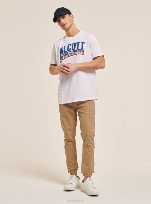 Heren Alcott blauw T-shirt met logoprint kleding PT24609