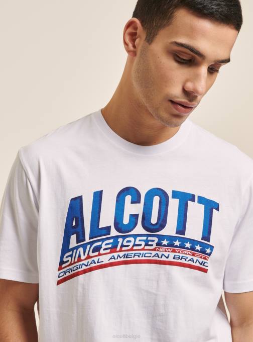 Heren Alcott blauw T-shirt met logoprint kleding PT24609