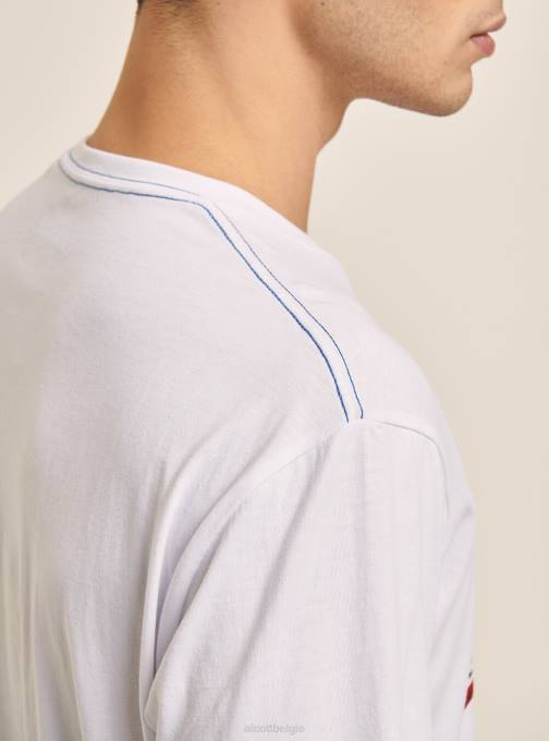 Heren Alcott blauw T-shirt met logoprint kleding PT24609