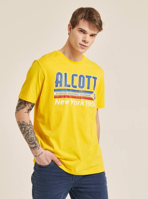 Heren Alcott blauw T-shirt met logoprint kleding PT24977
