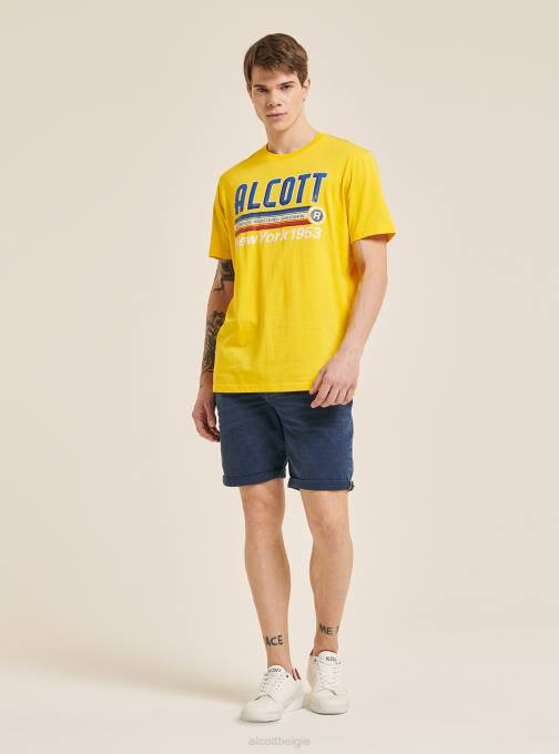 Heren Alcott blauw T-shirt met logoprint kleding PT24977