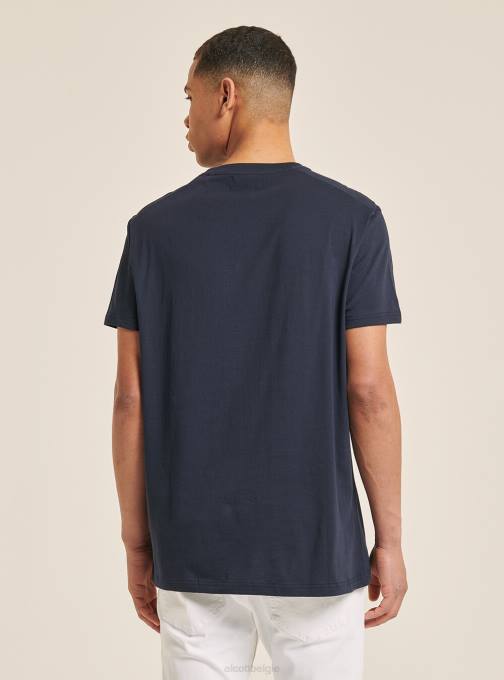 Heren Alcott blauw katoenen t-shirt met print kleding PT24940