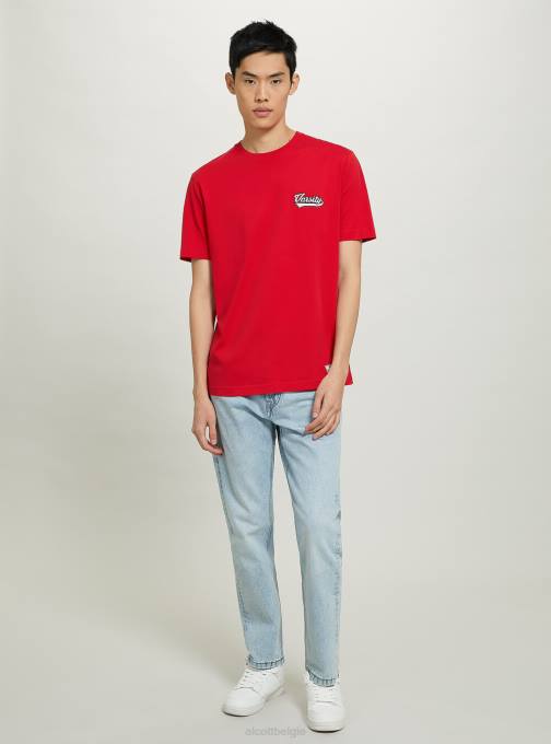 Heren Alcott c0020 gebroken wit katoenen t-shirt met varsity-patch kleding PT24991