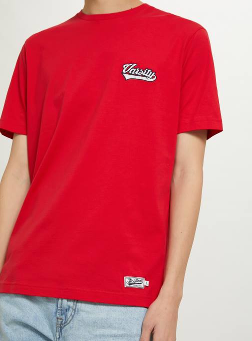 Heren Alcott c0020 gebroken wit katoenen t-shirt met varsity-patch kleding PT24991