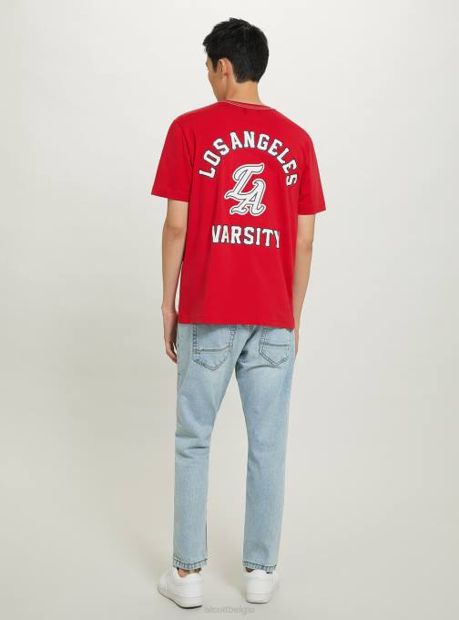 Heren Alcott c0020 gebroken wit katoenen t-shirt met varsity-patch kleding PT24991