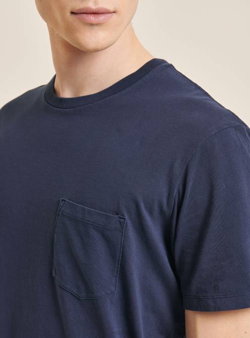 Heren Alcott c0214 blauw maglietta girocollo con taschino in katoen kleding PT241031