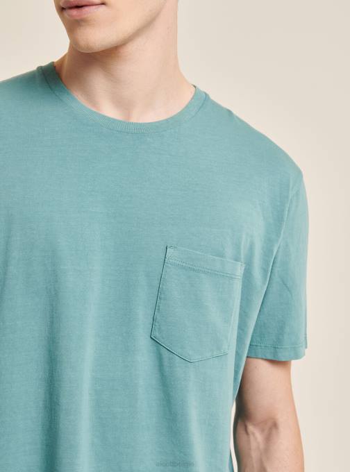 Heren Alcott c0214 blauw maglietta girocollo con taschino in katoen kleding PT24938