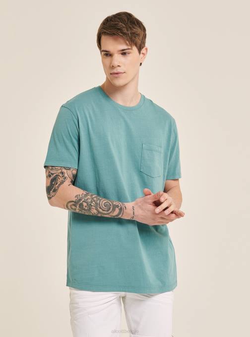 Heren Alcott c0214 blauw maglietta girocollo con taschino in katoen kleding PT24938