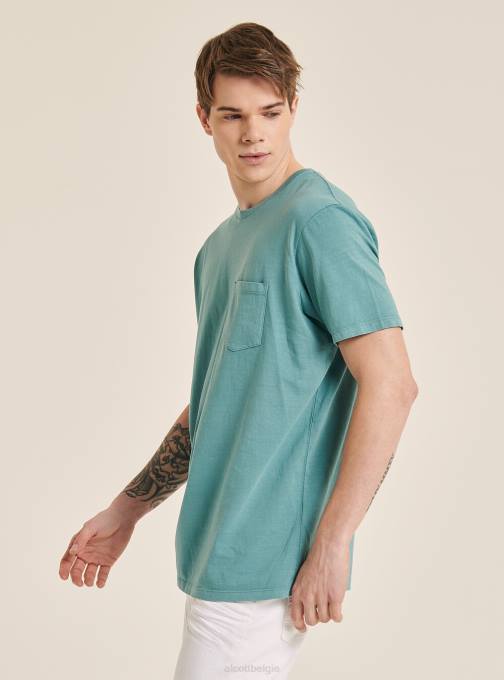 Heren Alcott c0214 blauw maglietta girocollo con taschino in katoen kleding PT24938