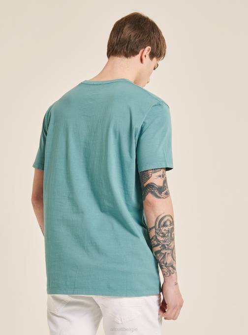 Heren Alcott c0214 blauw maglietta girocollo con taschino in katoen kleding PT24938