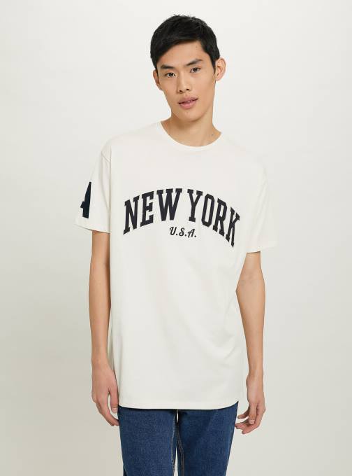 Heren Alcott c104 crème Oversized katoenen T-shirt met patch kleding PT24953