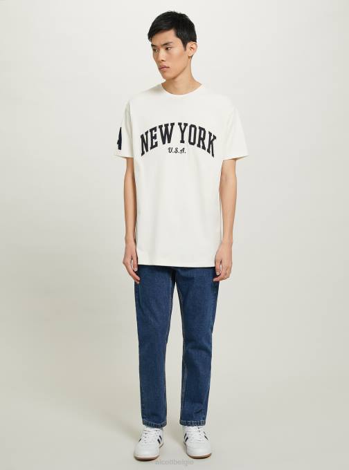 Heren Alcott c104 crème Oversized katoenen T-shirt met patch kleding PT24953