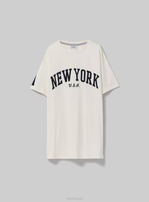 Heren Alcott c104 crème Oversized katoenen T-shirt met patch kleding PT24953