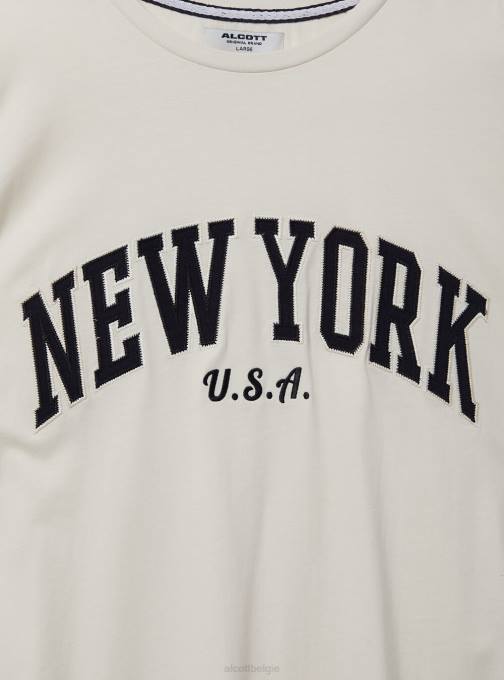 Heren Alcott c104 crème Oversized katoenen T-shirt met patch kleding PT24953