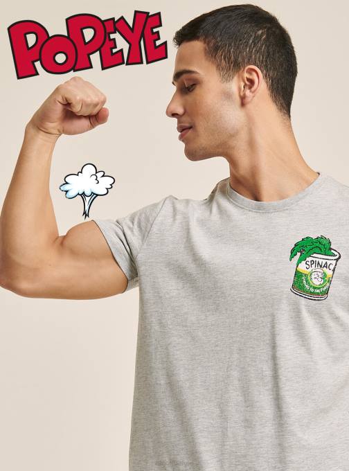 Heren Alcott lichtgrijs gemêleerd t-shirt popeye kleding PT241054