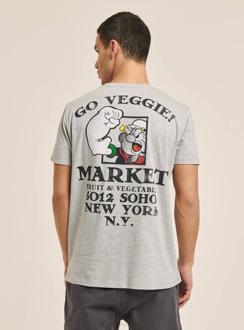 Heren Alcott lichtgrijs gemêleerd t-shirt popeye kleding PT241054