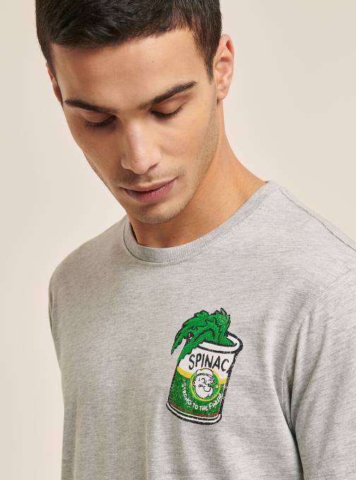 Heren Alcott lichtgrijs gemêleerd t-shirt popeye kleding PT241054