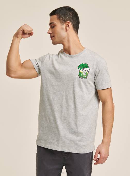 Heren Alcott lichtgrijs gemêleerd t-shirt popeye kleding PT241054