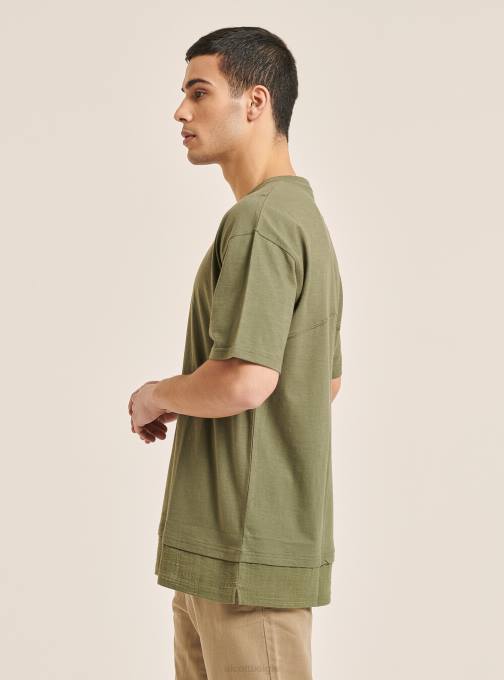 Heren Alcott wit T-shirt van linnenmix met serapekraag kleding PT24813