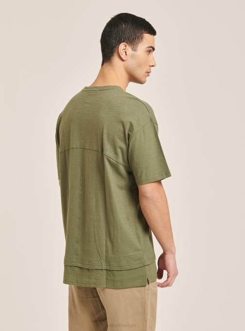 Heren Alcott wit T-shirt van linnenmix met serapekraag kleding PT24813